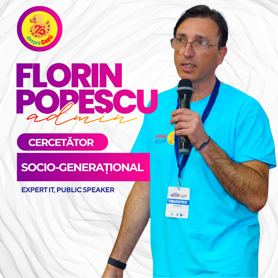 Florin Popescu, cofondator Desprecopii.com, vorbind la un eveniment de parenting