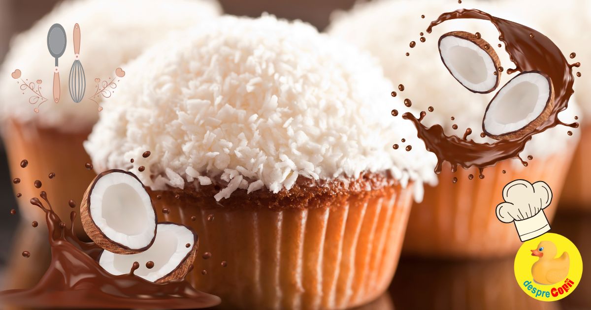 Cupcakes cu nuca de cocos si ciocolata - o gustare perfecta, simpla si rapida