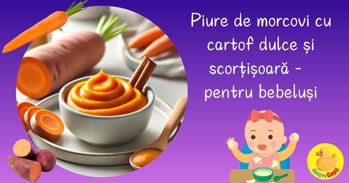 Piure de morcovi cu cartof dulce si  scortisoata – o reteta aromata si sanatoasa pentru bebelusi