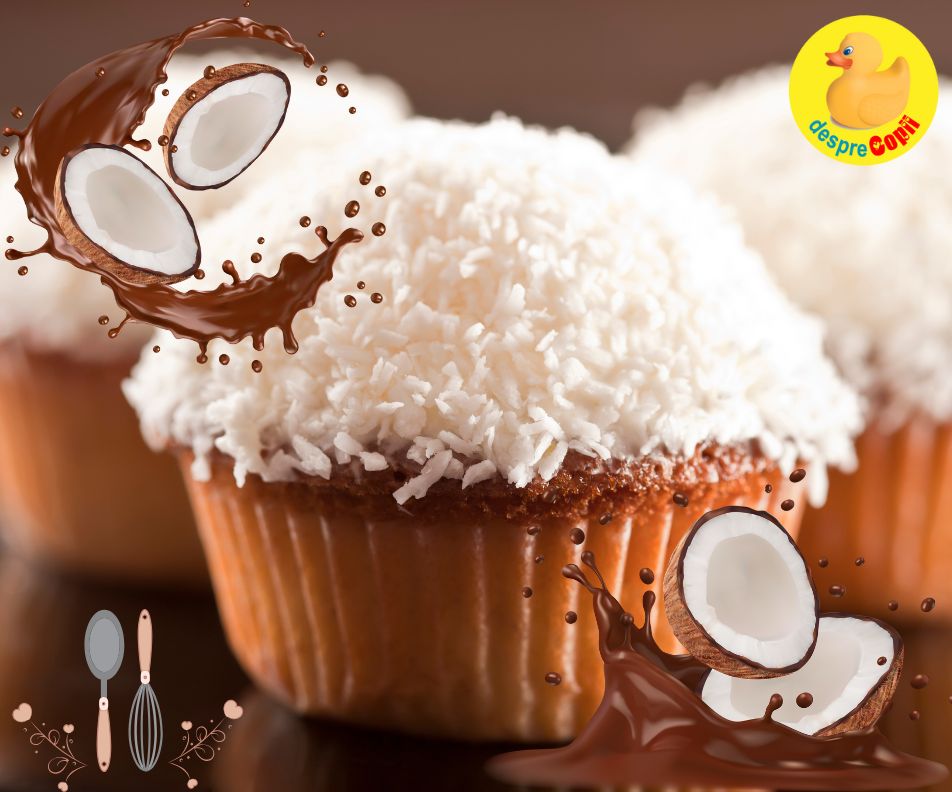 Cupcakes cu nuca de cocos si ciocolata - o gustare perfecta, simpla si rapida